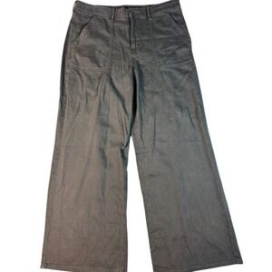 American Eagle Wide Leg Pants Womens 14 Gray High Rise Stretch Utility Trouser